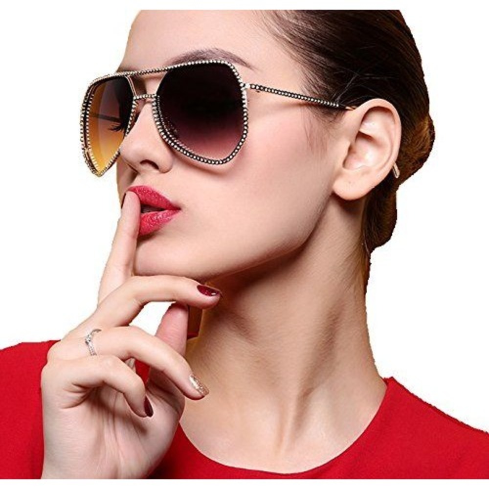 Aviator Sunglasses Women Gold Frame Brown Lens Fashion Sun Glasses Luxury Lentes